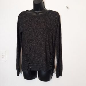 So gray lace up side sweater